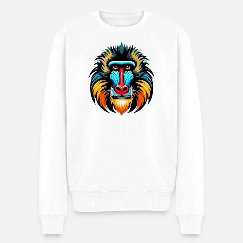 Singe mandrill - Pull Premium bio Homme - blanc
