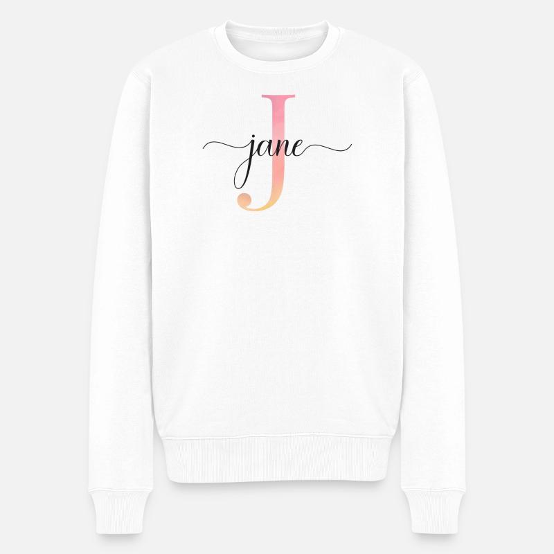 J | Monogramme | Nom | Jane |Aquarelle - Pull Premium bio Homme - blanc