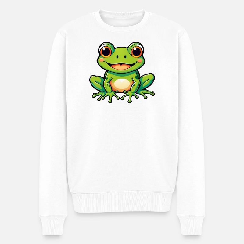 Mignon Enfants Dessin Animé Grenouille - Pull Premium bio Homme - blanc