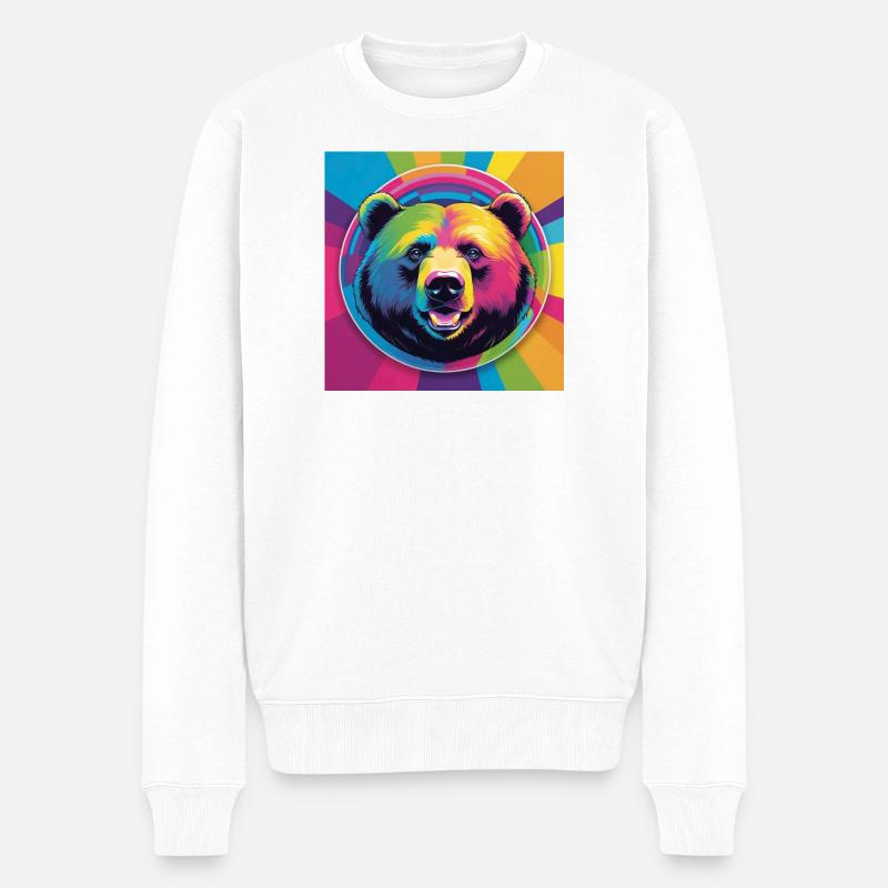 Rainbow Bear - Männer Premium Bio Pullover - Weiß