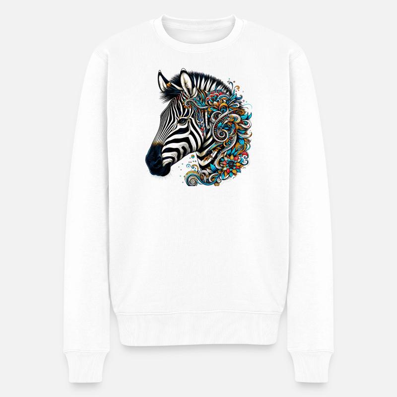 Zebra - Männer Premium Bio Pullover - Weiß