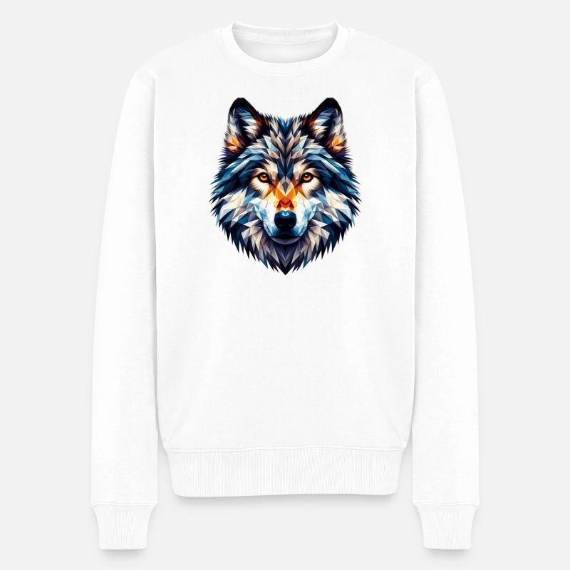 Loup polygonal - Pull Premium bio Homme - blanc