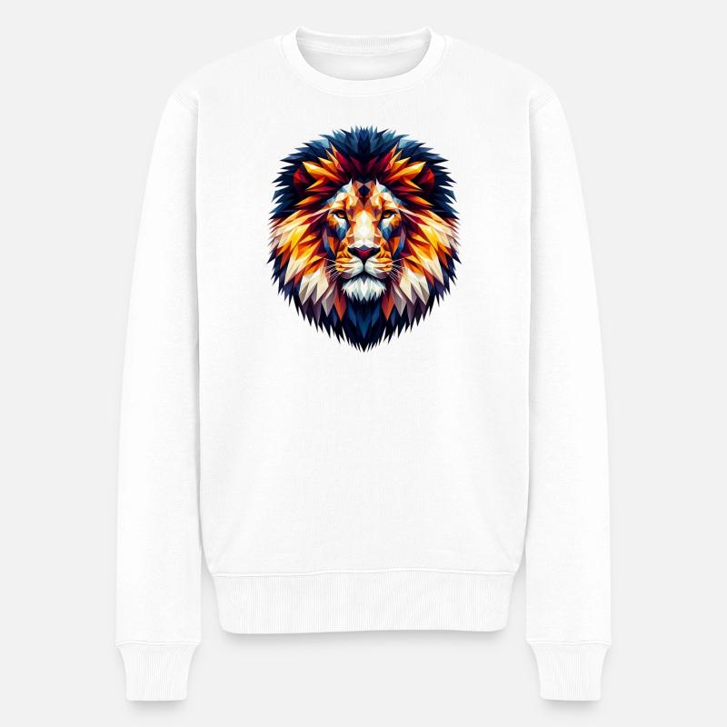 Polygonal Lion - Pull Premium bio Homme - blanc