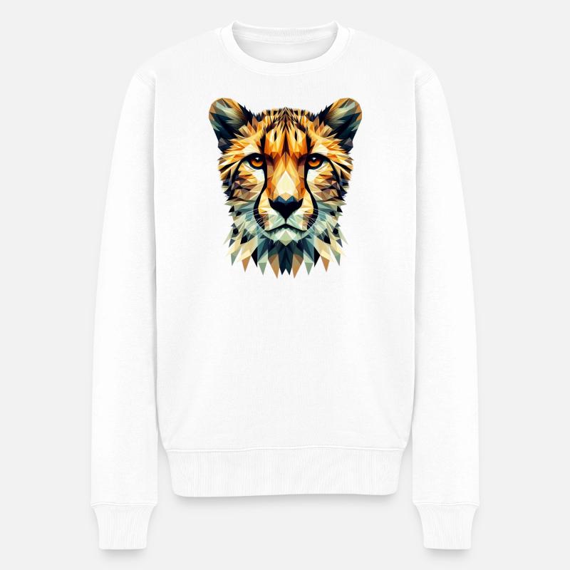 Guépard polygonal - Pull Premium bio Homme - blanc