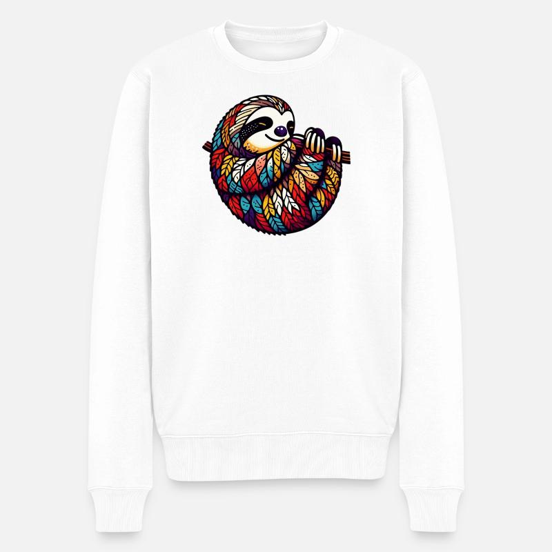 Faultier - Männer Premium Bio Pullover - Weiß