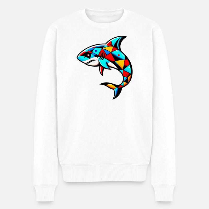 Requin arlequin - Pull Premium bio Homme - blanc