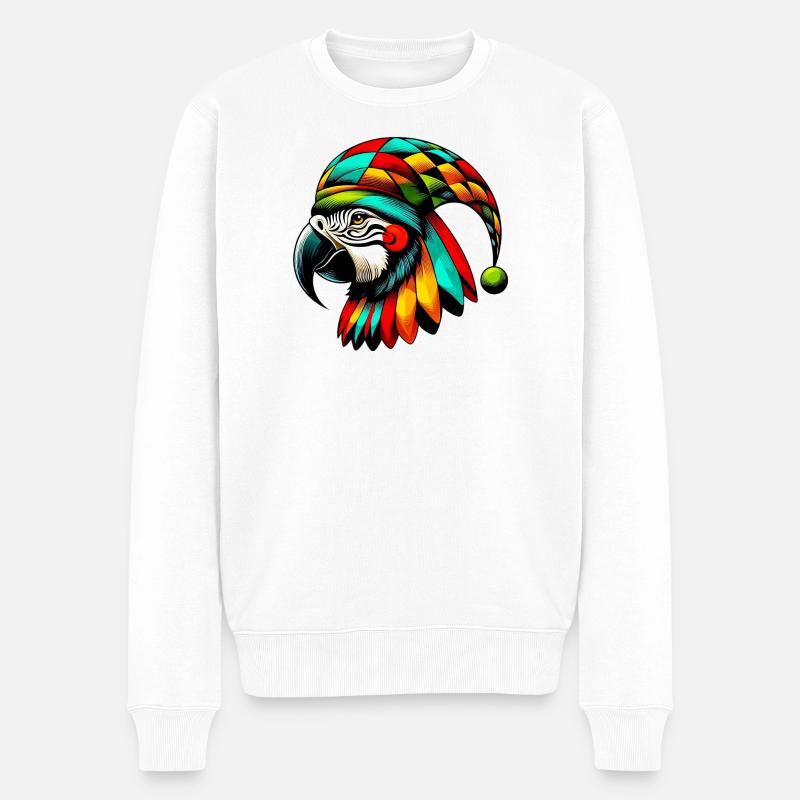 Harlekin Papagei - Männer Premium Bio Pullover - Weiß