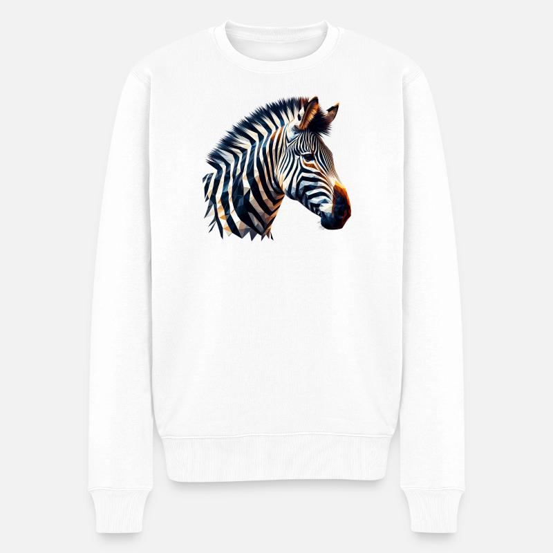Polygonales Zebra - Männer Premium Bio Pullover - Weiß