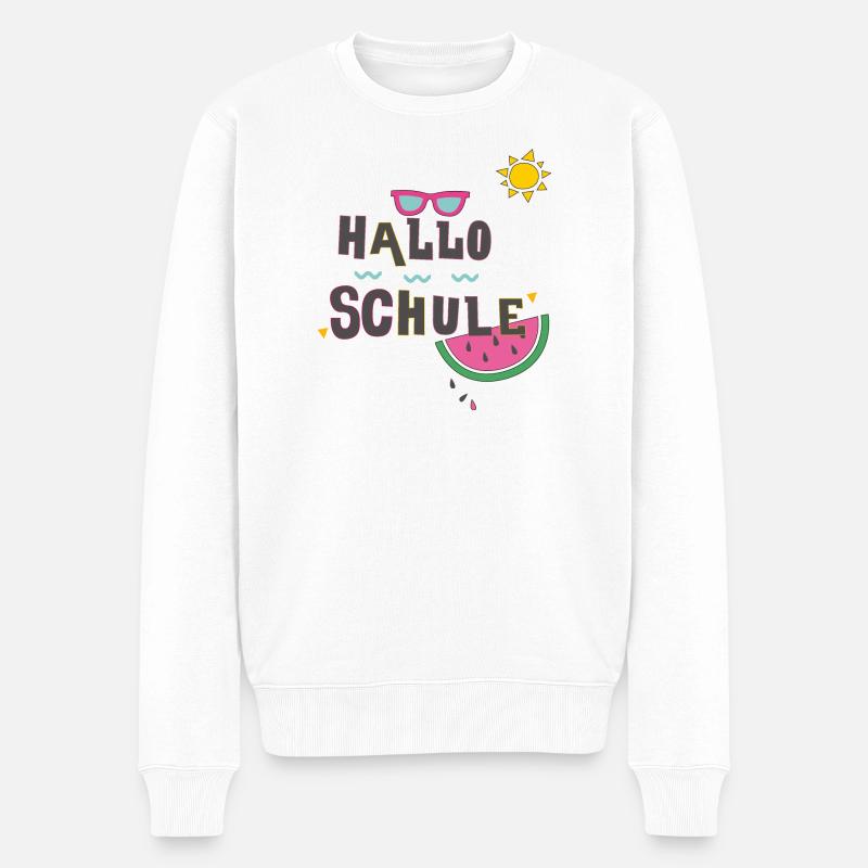 Hallo Schule, Einschulung - Männer Premium Bio Pullover - Weiß