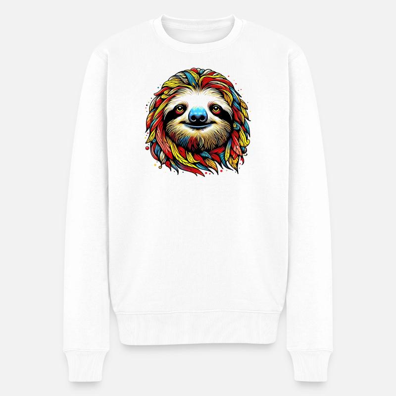 Faultier - Männer Premium Bio Pullover - Weiß