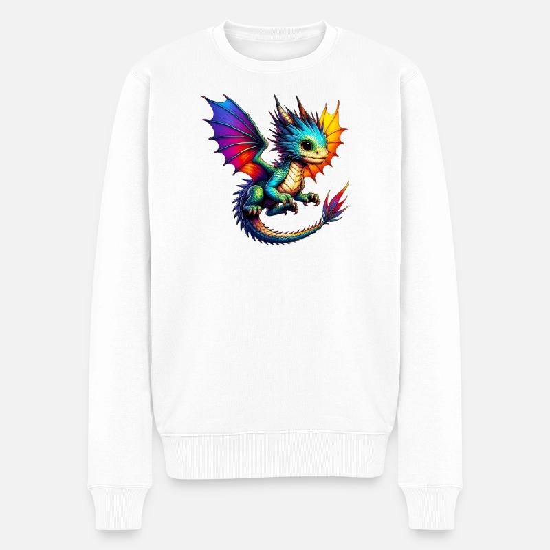 Drache - Männer Premium Bio Pullover - Weiß