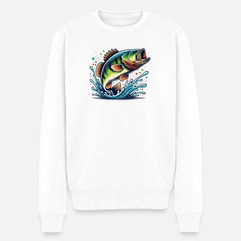 Big Bass - Männer Premium Bio Pullover - Weiß