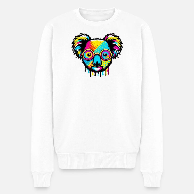 Koala avec des lunettes - Pull Premium bio Homme - blanc
