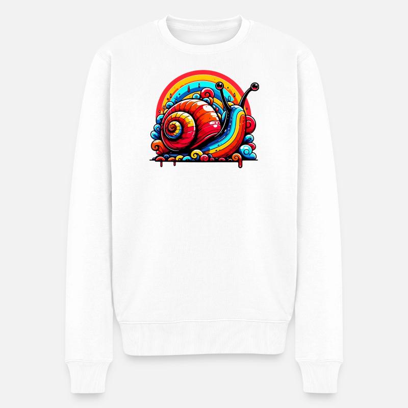 Schnecke - Männer Premium Bio Pullover - Weiß