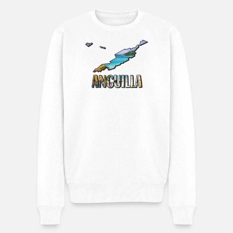Carte à l’aquarelle Anguilla - Pull Premium bio Homme - blanc