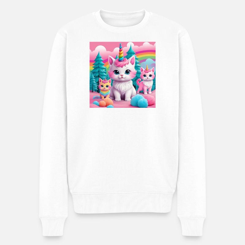 Unicorn Kittens - Männer Premium Bio Pullover - Weiß