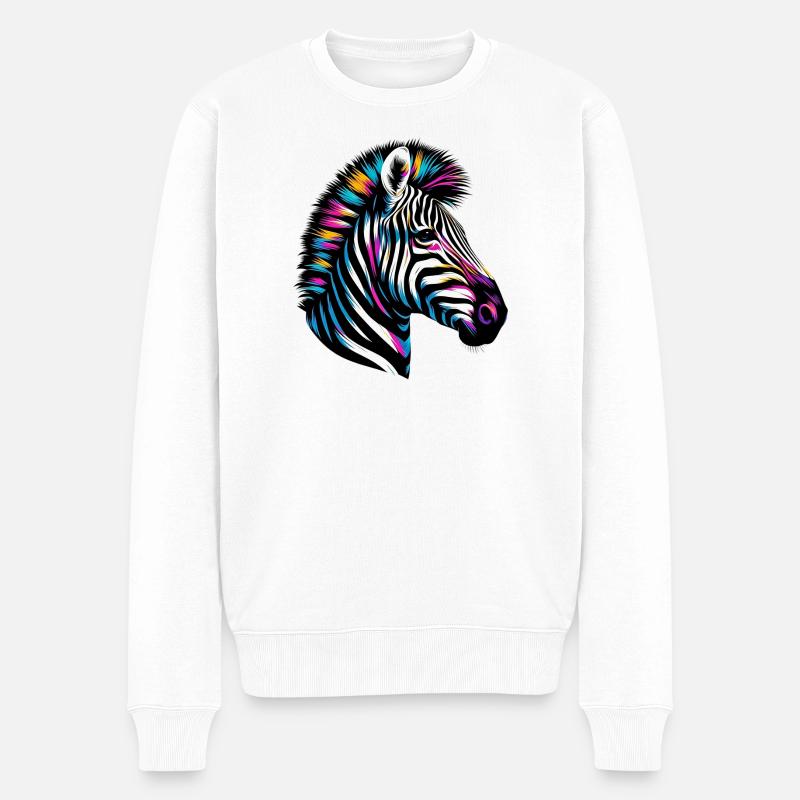 Zebra - Männer Premium Bio Pullover - Weiß