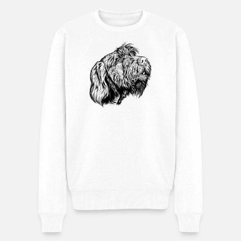 Pudelpointer redet mit - Männer Premium Bio Pullover - Weiß