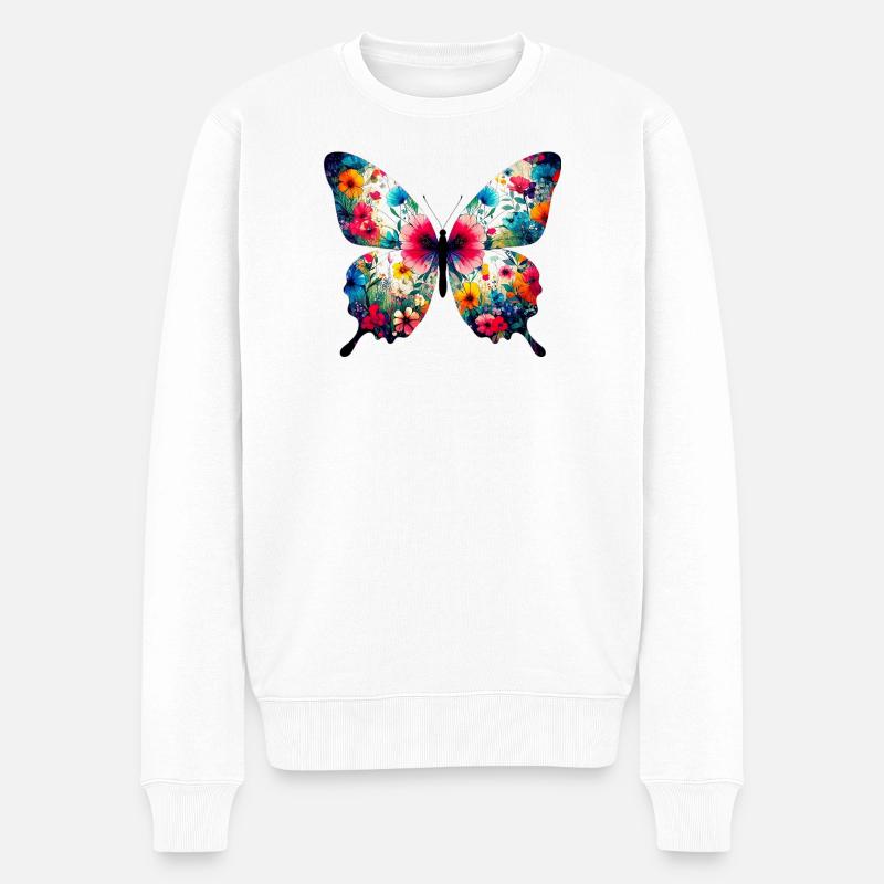 Schmetterling - Männer Premium Bio Pullover - Weiß