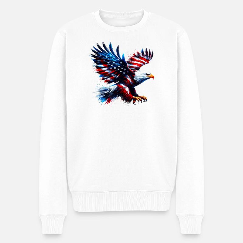 Eagle Flag USA USA Américain - Pull Premium bio Homme - blanc