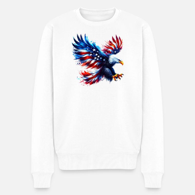 Eagle Flag USA USA Américain - Pull Premium bio Homme - blanc
