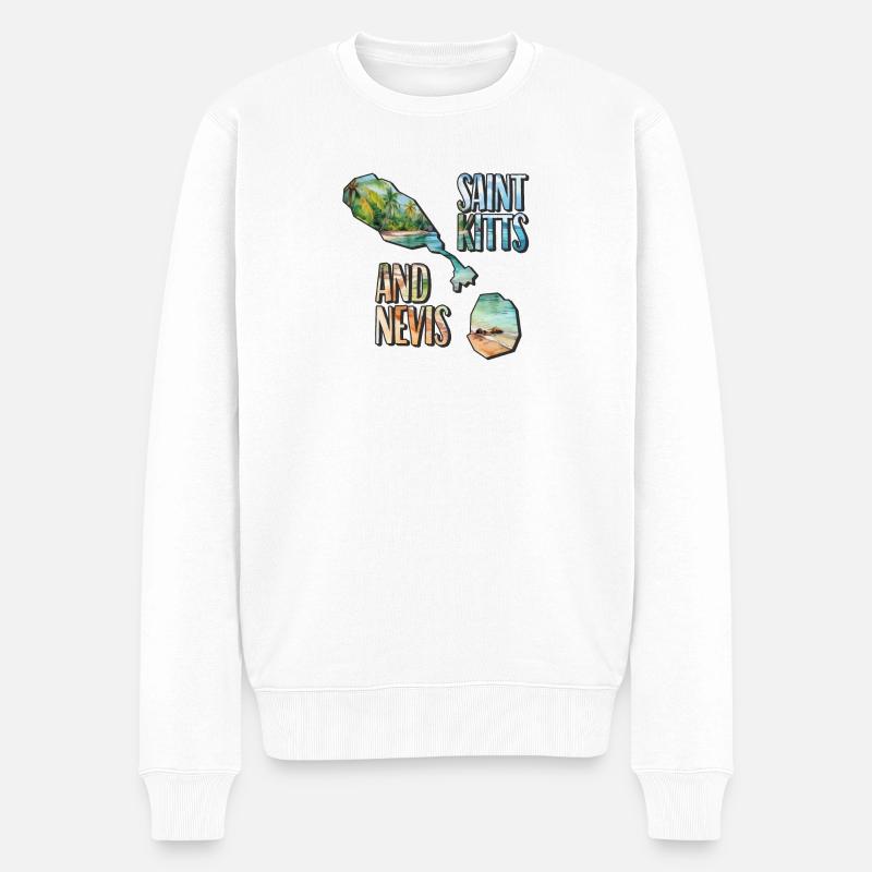 Carte à l’aquarelle Saint-Kitts-et-Nevis - Pull Premium bio Homme - blanc