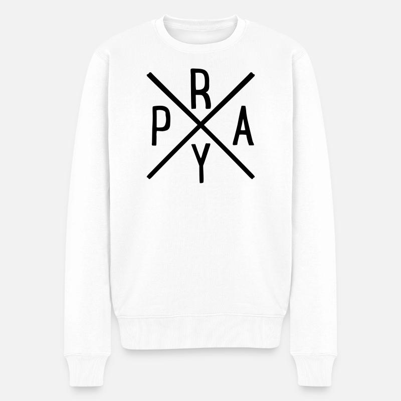 pray - Men's Premium Organic Jumper - white