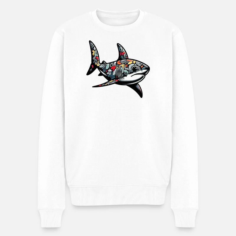 Hai - Männer Premium Bio Pullover - Weiß