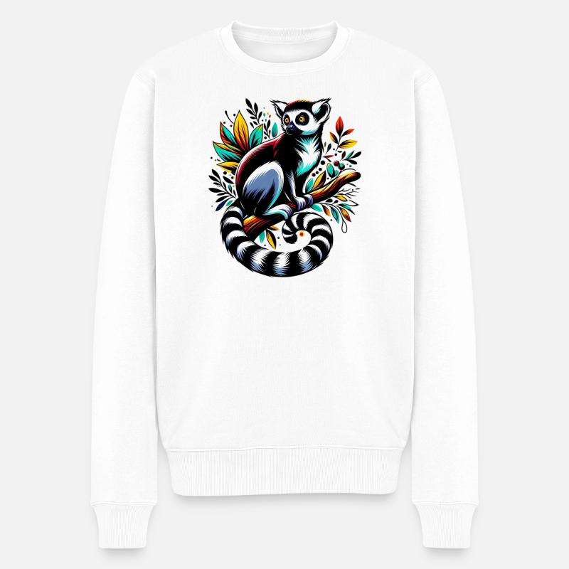 Lemur - Männer Premium Bio Pullover - Weiß