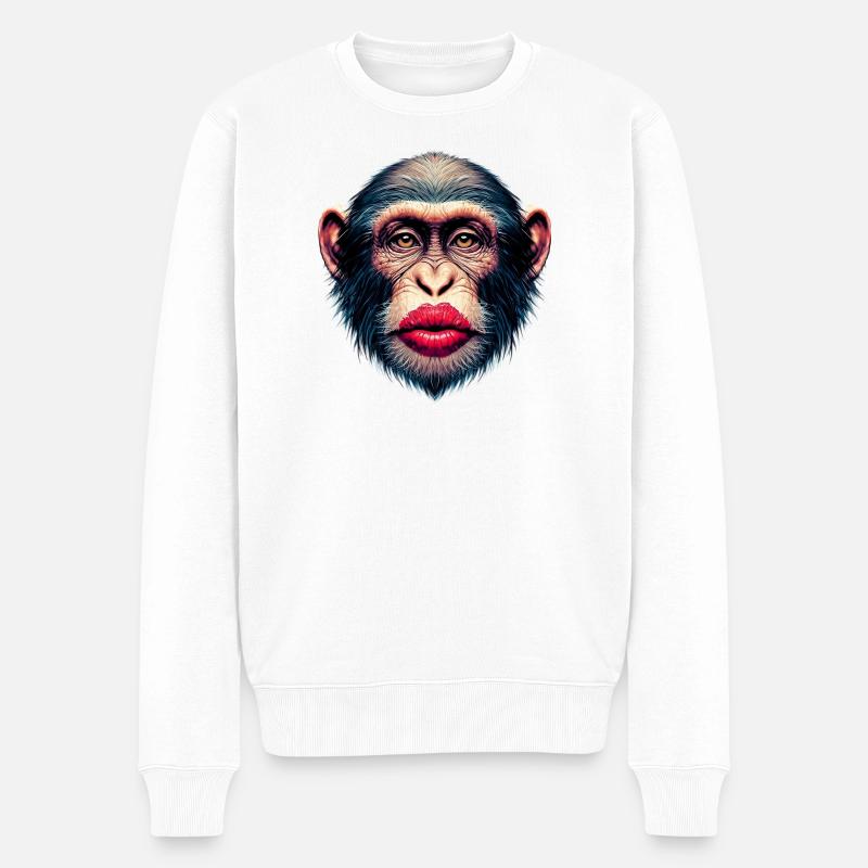 Affen-Kuss - Männer Premium Bio Pullover - Weiß