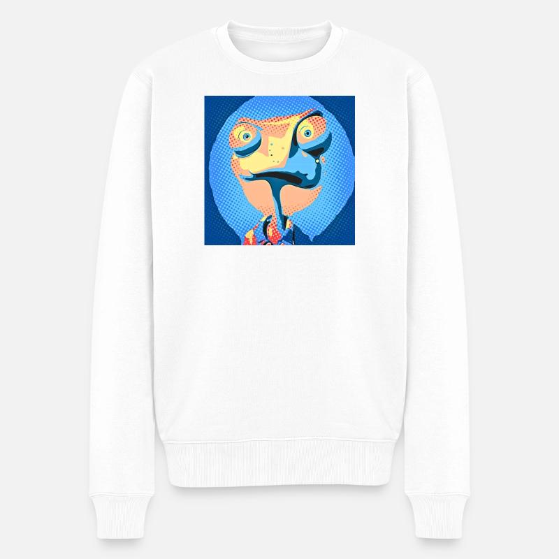 Caméléon Pop Art aux couleurs néon - Pull Premium bio Homme - blanc