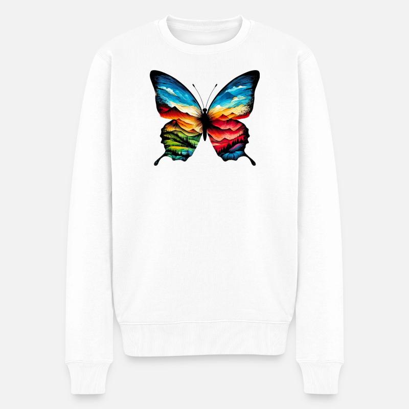 Schmetterling - Männer Premium Bio Pullover - Weiß
