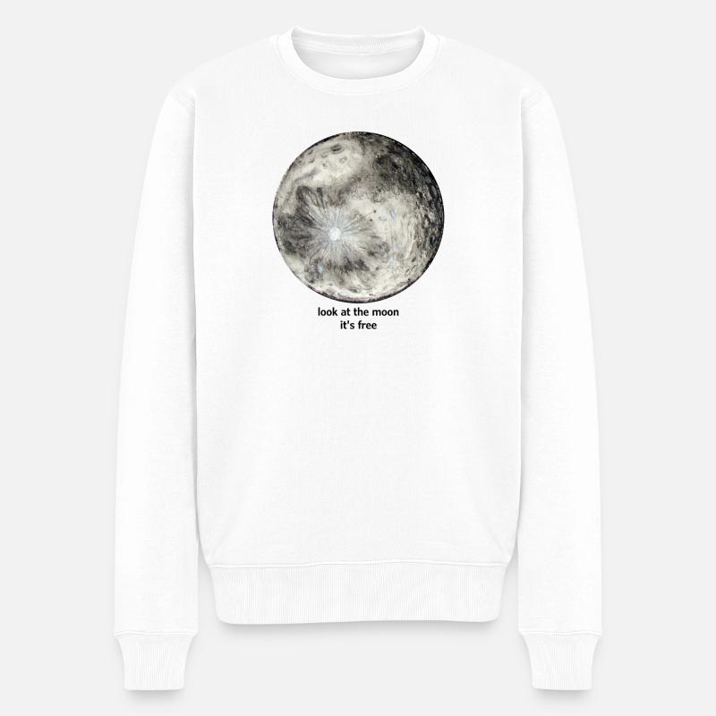 Schauen Sie sich den Mond an, er ist kostenlos - Männer Premium Bio Pullover - Weiß