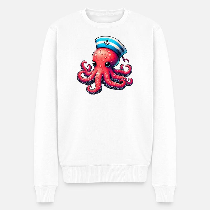 Krake - Männer Premium Bio Pullover - Weiß