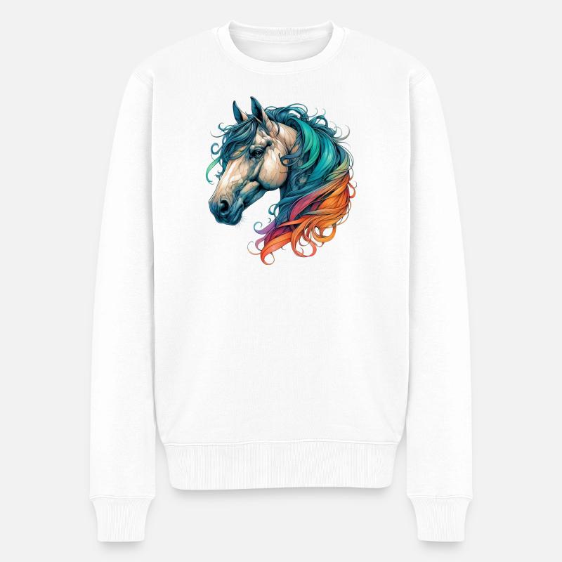 Pferd - Männer Premium Bio Pullover - Weiß