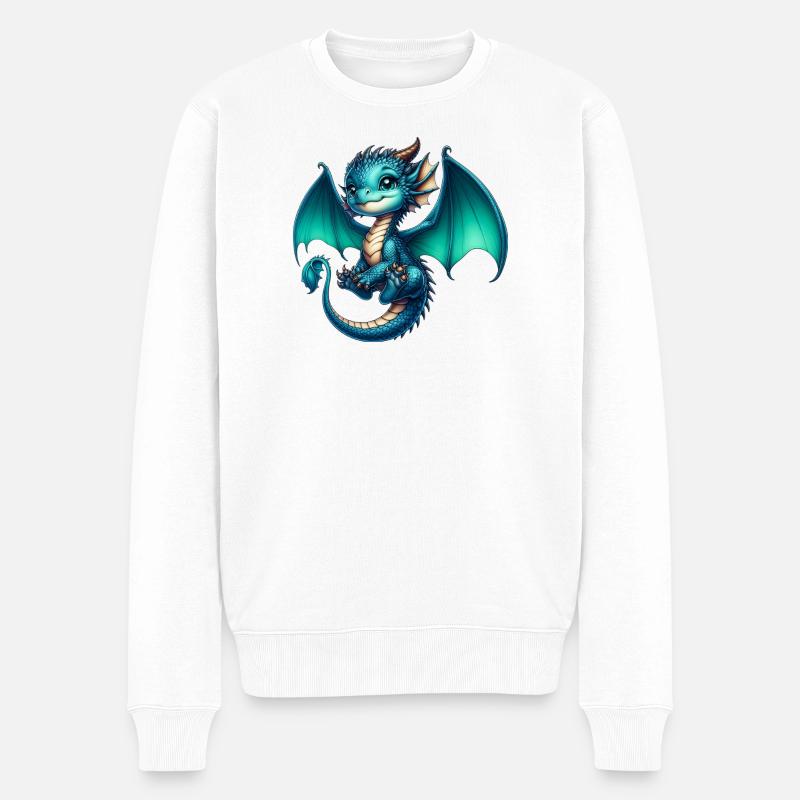 Drache - Männer Premium Bio Pullover - Weiß