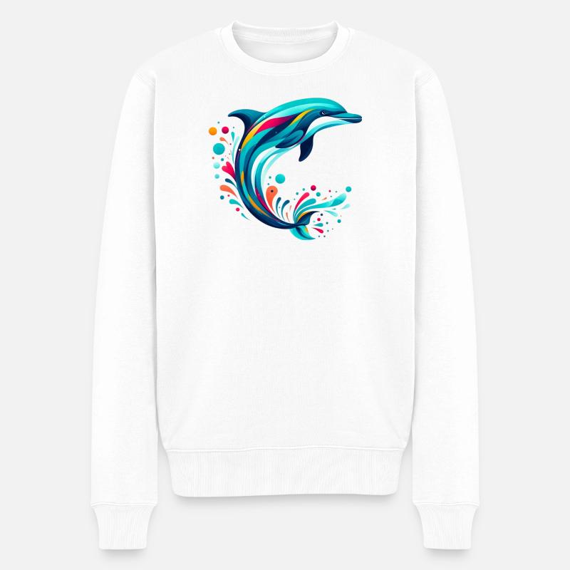 Delfin - Männer Premium Bio Pullover - Weiß