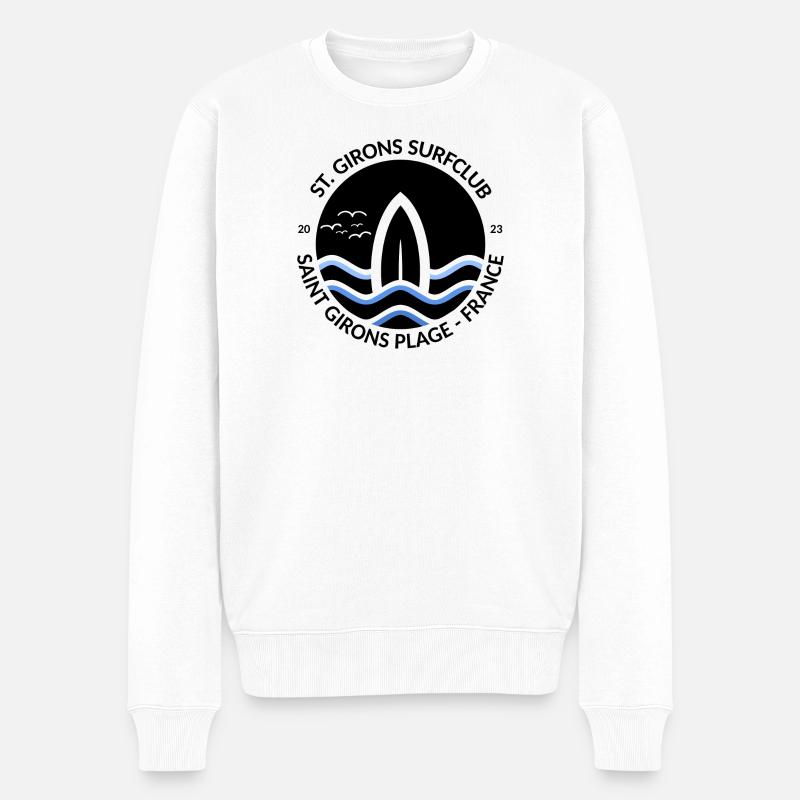 Surfclub St.Girons Plage Surfwave - Männer Premium Bio Pullover - Weiß