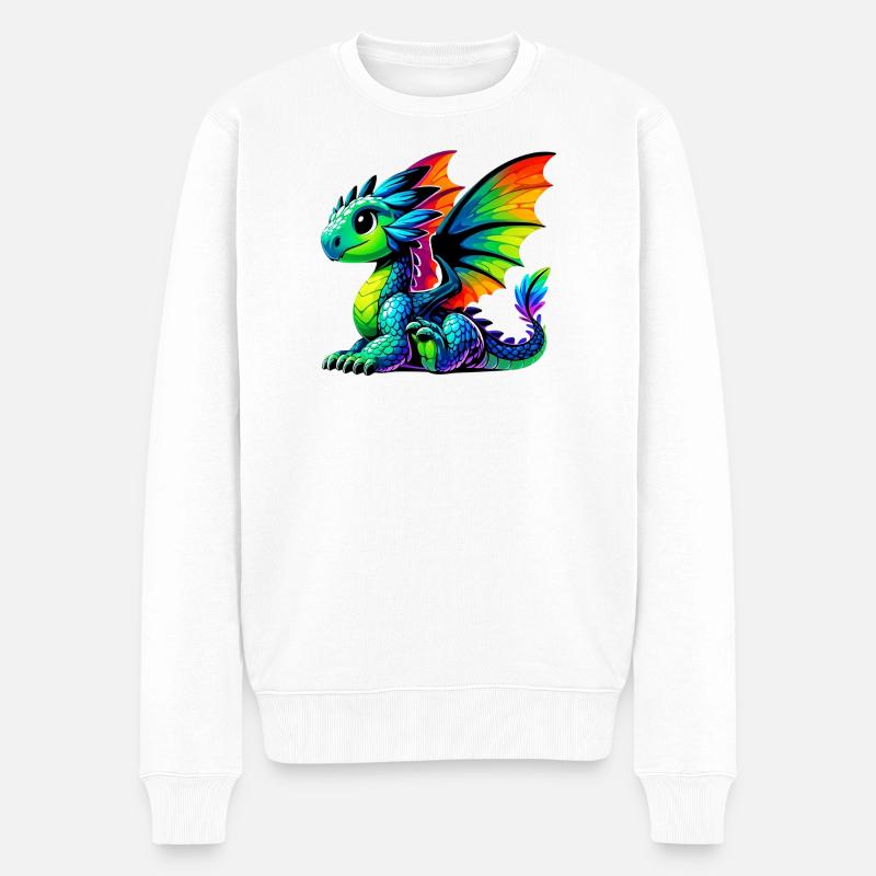 Drache - Männer Premium Bio Pullover - Weiß