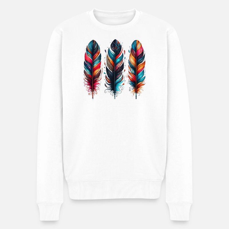 Feder - Männer Premium Bio Pullover - Weiß