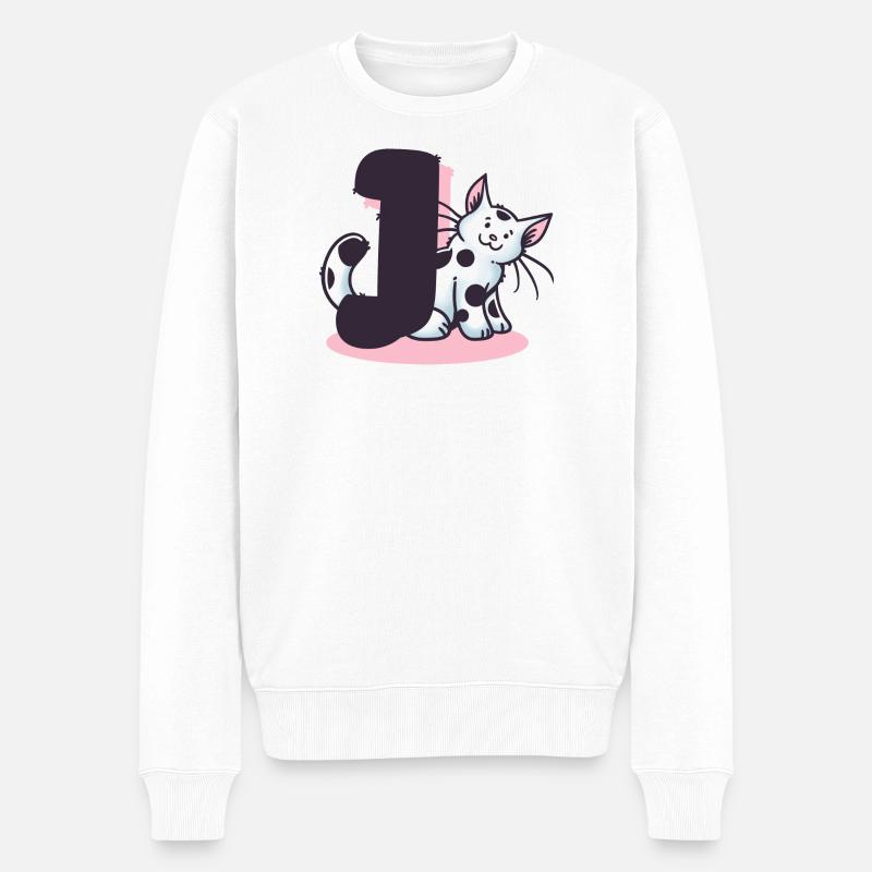 Lettre Chat J - Pull Premium bio Homme - blanc