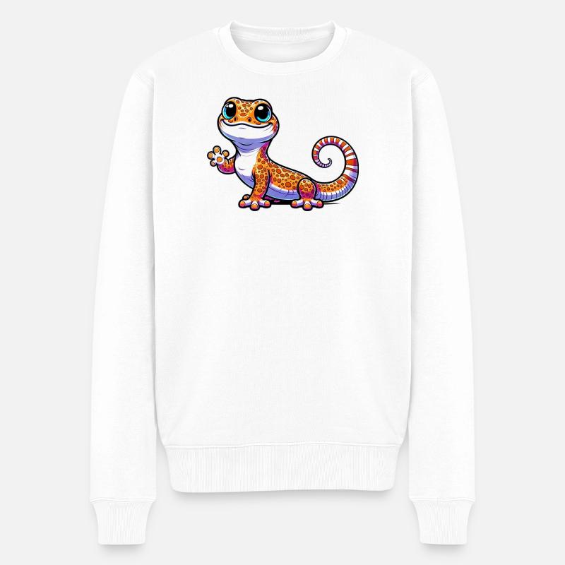 Gecko - Männer Premium Bio Pullover - Weiß