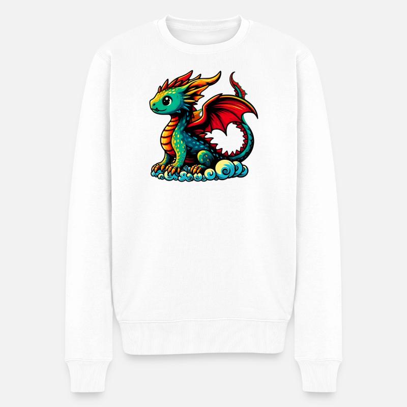 Drache - Männer Premium Bio Pullover - Weiß
