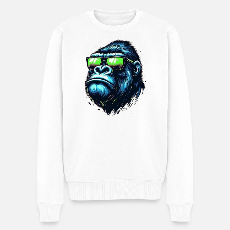 Gorilla - Männer Premium Bio Pullover - Weiß