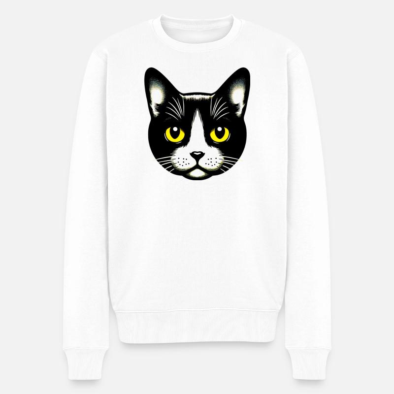Katze - Männer Premium Bio Pullover - Weiß