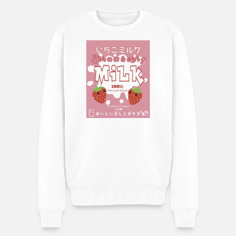 Lait de fraise japonais - Pull Premium bio Homme - blanc