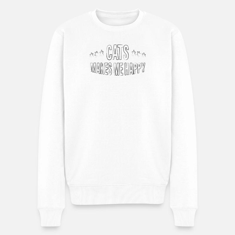 Cats make me happy - Männer Premium Bio Pullover - Weiß