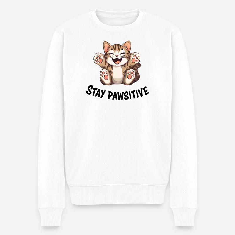 Süße Katze, Katze lustig, Katze Geschenk, T-Shirt - Männer Premium Bio Pullover - Weiß
