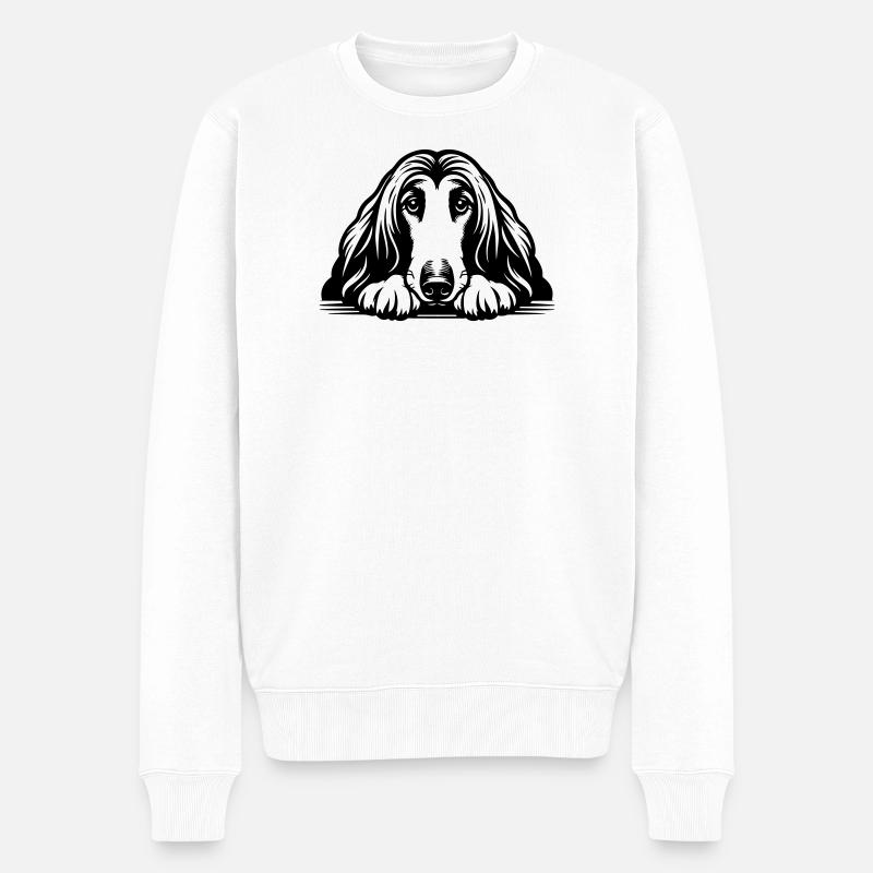 Afghane Kopf mit Pfoten - Männer Premium Bio Pullover - Weiß