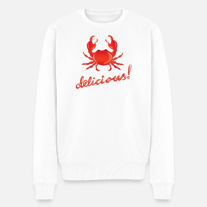Krabbe, lecker, delikat, Lobster, Krebs, delicious - Männer Premium Bio Pullover - Weiß